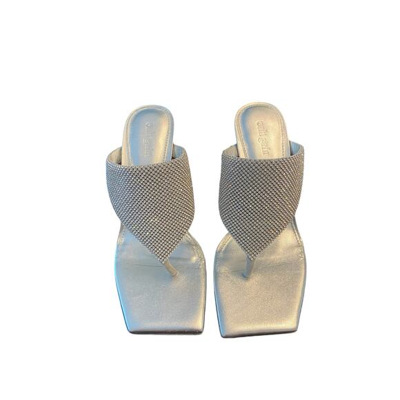 Cult Gaia Audrey Crystal Embellished Sandals Stiletto Heel Square Toe Clear Sz 6 - Picture 4 of 14